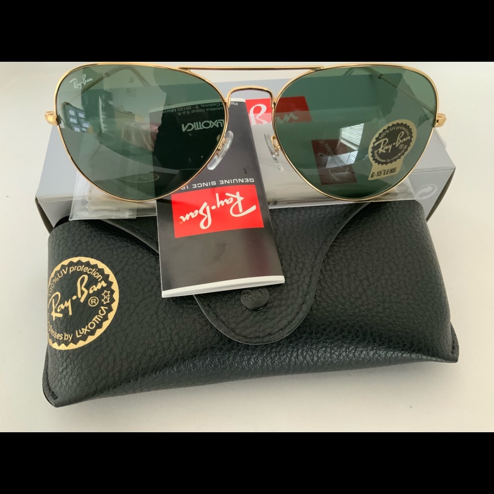 Rayban Aviator gold frame dark green lens